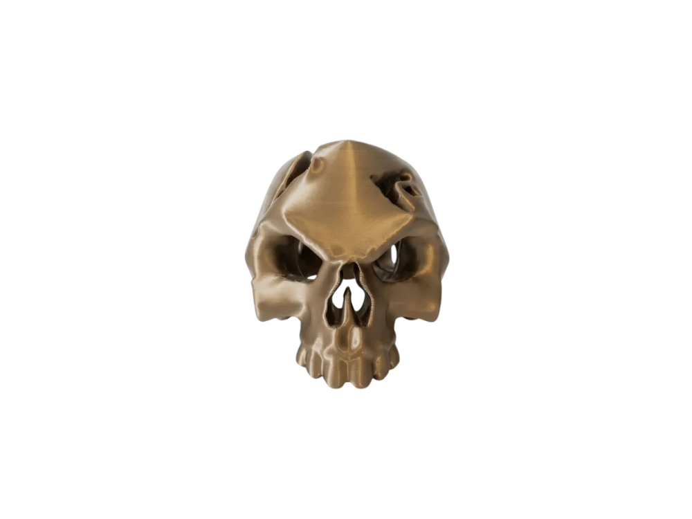 Totenkopf in Bronze-Optik, links in Silber